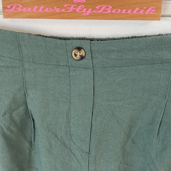 (B29) VERO MODA High Waist Linen Blend Shorts in Laurel Wreath, Green, Sz M, NWT - Picture 4 of 6